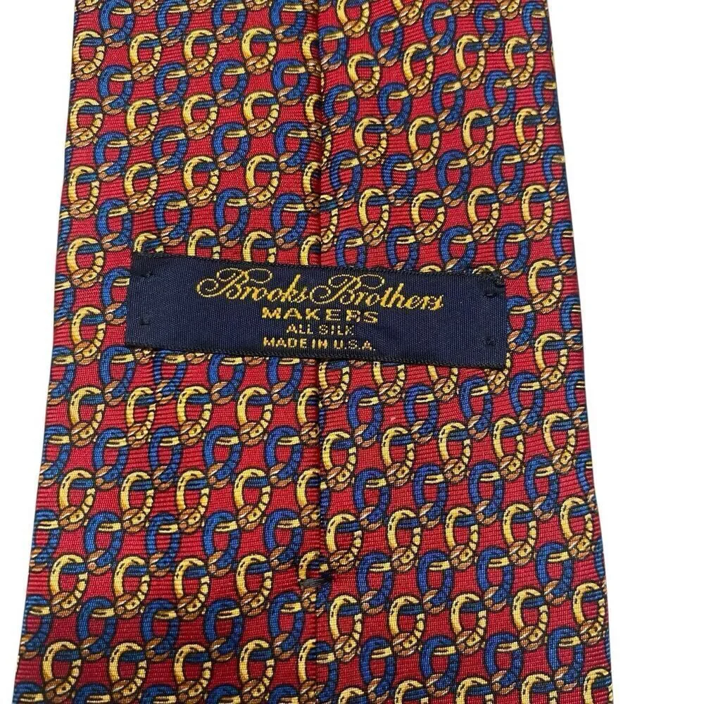 Brooks Brothers Makers Tie Men's Necktie Silk Chain Red Blue Yellow
